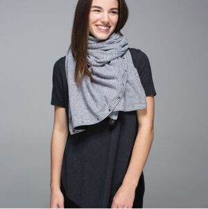 Lululemon Athletic Scarf Striped Gray Scarf Reversible